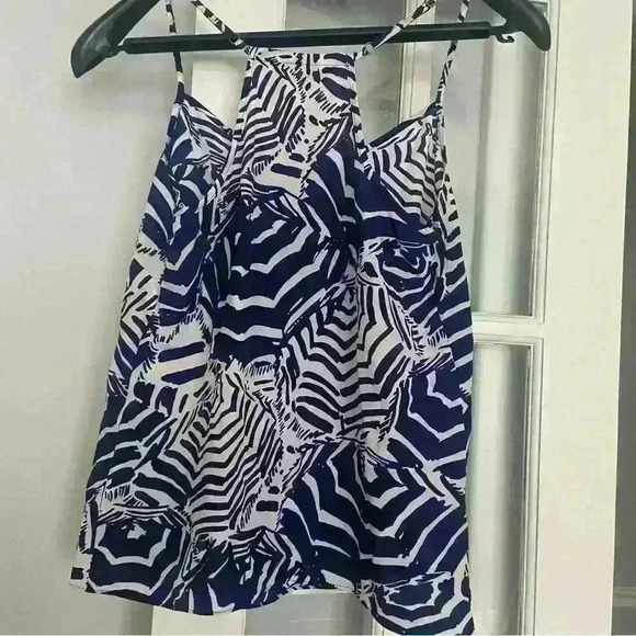 Lilly Pulitzer Oh Cabana Boy Dusk Top Umbrella Tank Size XL 100% Silk - Picture 8 of 12